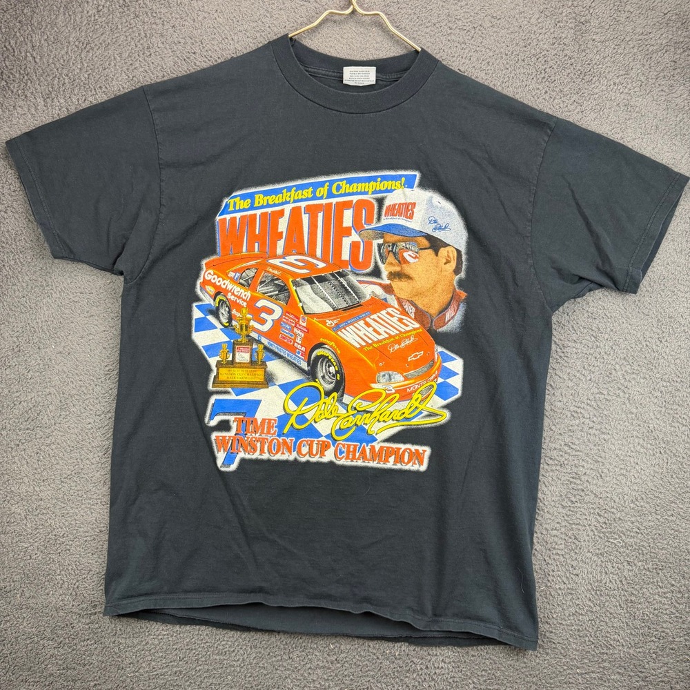 Vintage Dale Earnhardt Wheaties Racing T-Shirt Mens 2X Black Winston Cup Champ